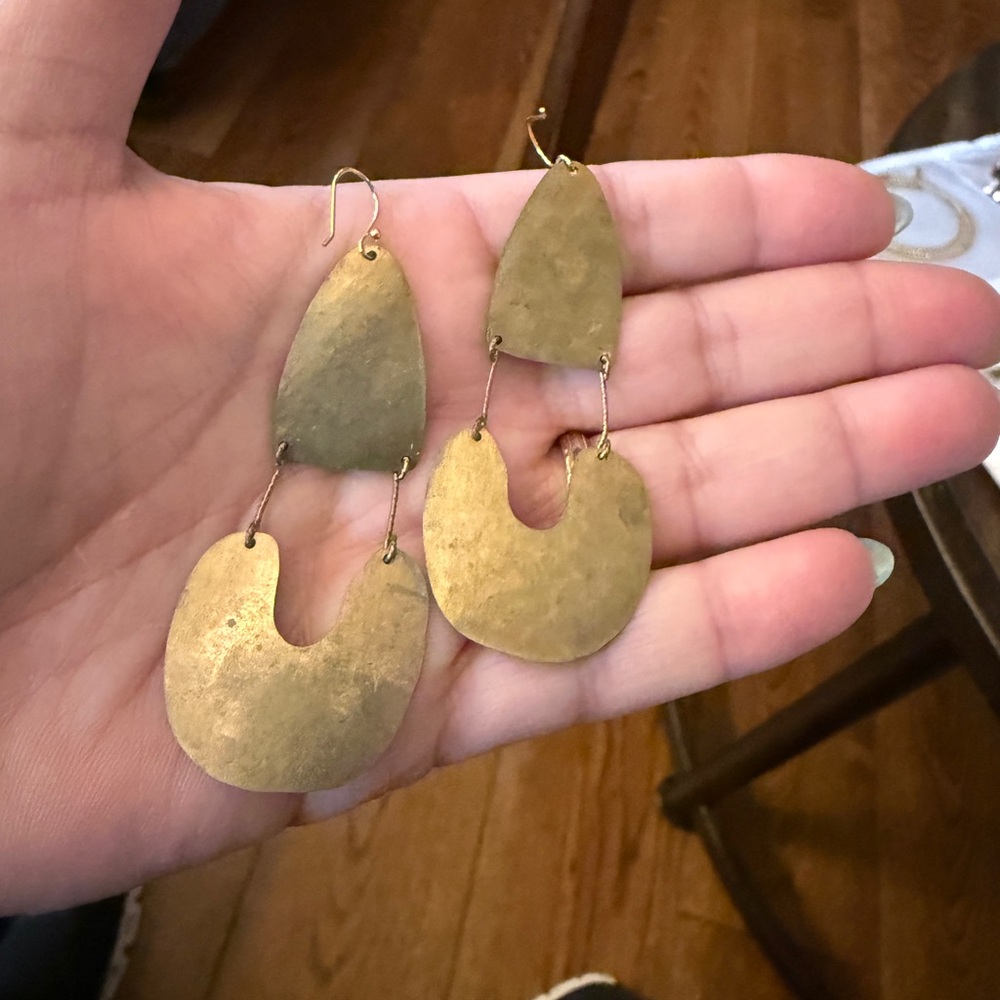 Brass Gold Dangle Earrings